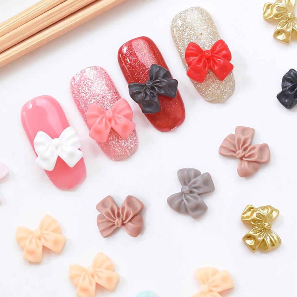 AUGUSTINA Dekorasi Nail Art Agustina 10Pcs Perhiasan Kuku Ikatan Simpul Halus DIY