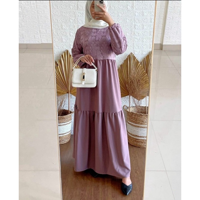 (MGA) GAMIS ROZATA OVERSIZE BROKAT DAILY BUSUI DRESS WOLFIS PREMIUM