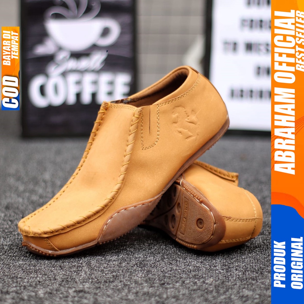 Sepatu Formal Pantofel Kerja Kulit Asli Hitam Pria Abraham Elif