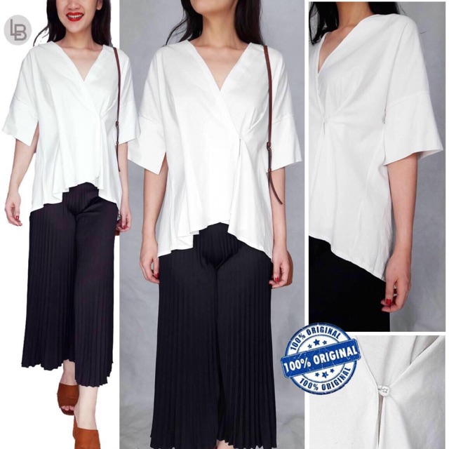 B712 Consenso Basic White Kimino Blouse