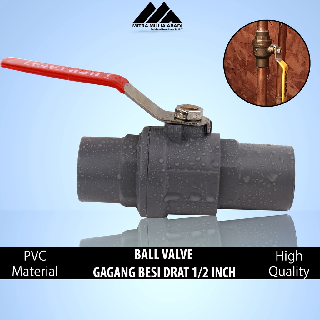 Ball Valve 1/2 Inch Gagang Besi Stop Kran keran PVC