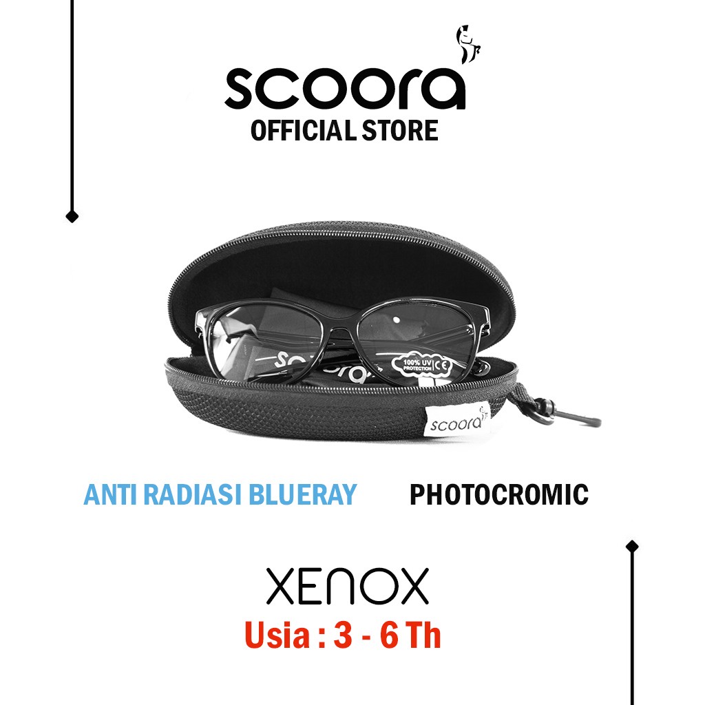 SCOORA Xenox Kacamata Anak (3 - 6thn) Anti Radiasi & Anti UV - Hitam-5