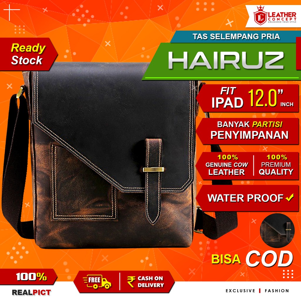 Tas Selempang Kulit Asli Crazy Horse Leather - HAIRUZ By Napoleon