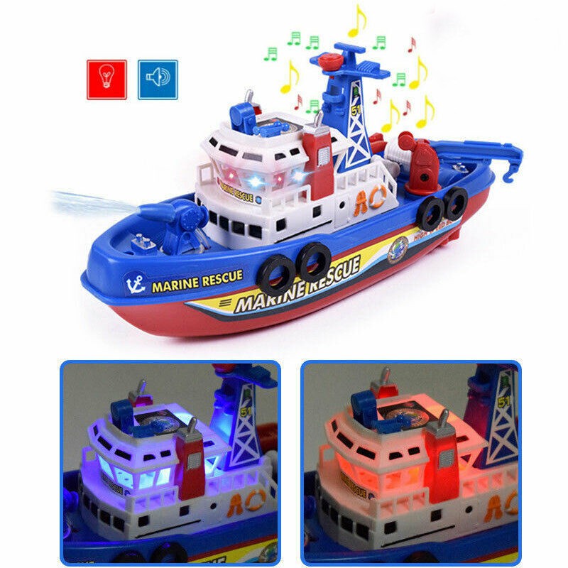 Hot SALE Kedip Elektrik Marine Rescue Fire Boat Lampu LED Musik Mainan Anak Bayi Laki-Laki Mandi Mainan