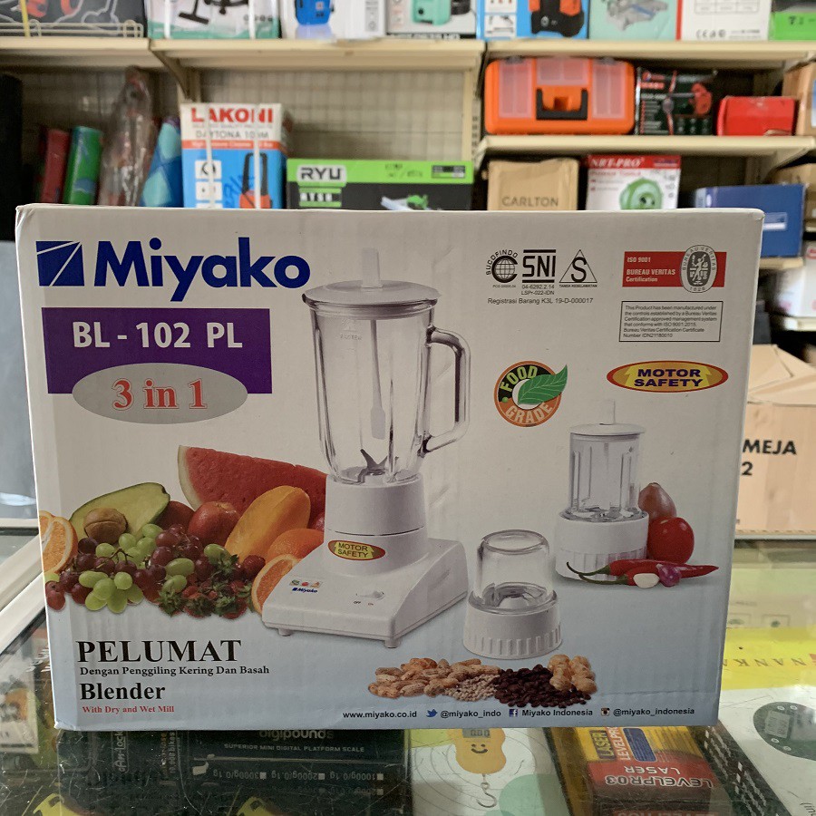 Blender Miyako BL 102 PL BL102PL 3 in 1 Blender Miyako Plastik Kering Basah