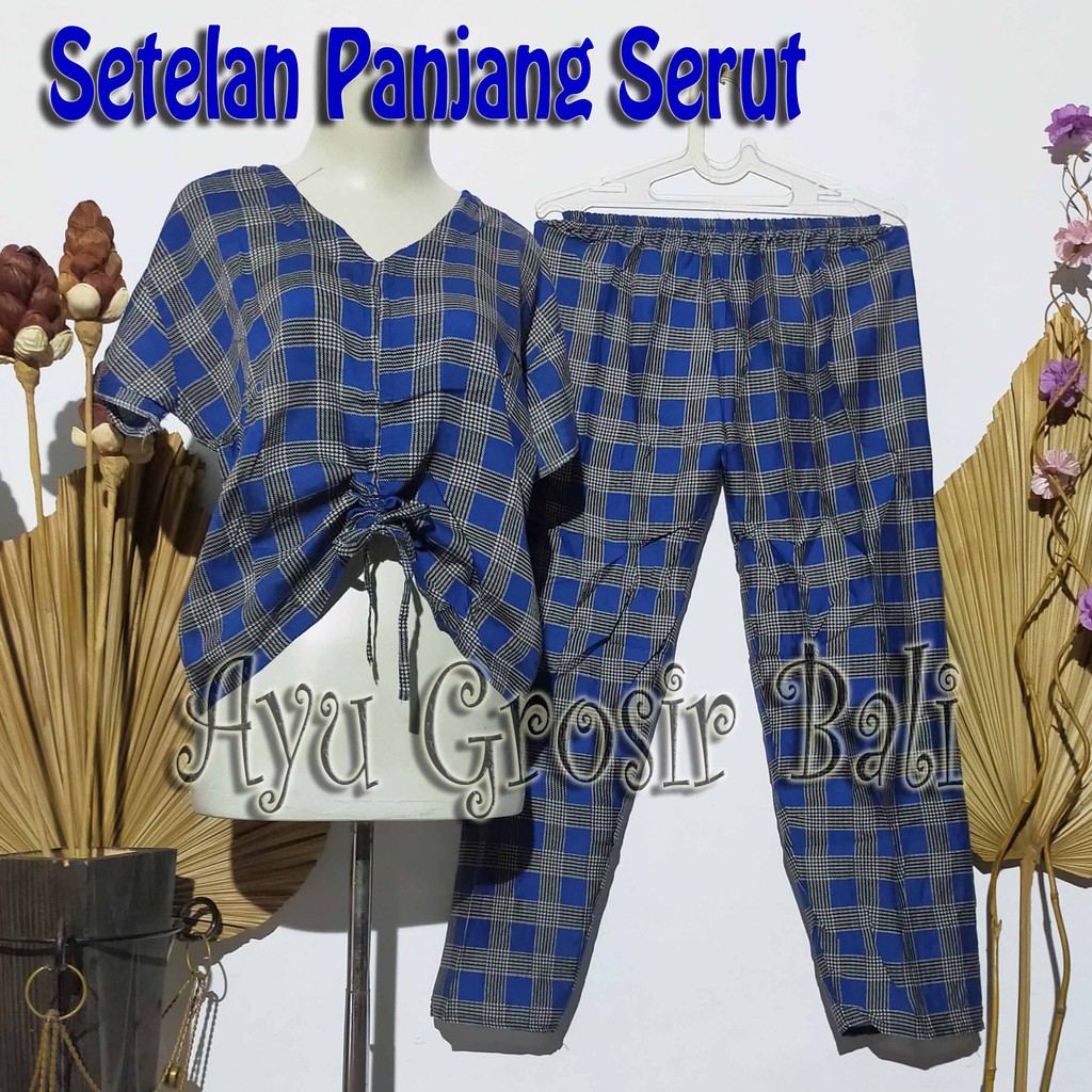 SETELAN PANJANG SERUT TANGAN / BABYDOLL / BAJU TIDUR / PIYAMA (pilih motif)