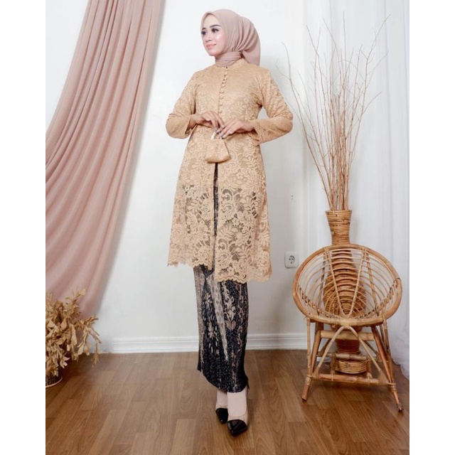 SET KEBAYA TUNIK BRUKAT KANCING SERIBU - KEBAYA TUNIK BUSUI - KEBAYA TUNIK KURUNG ROK PLISKET