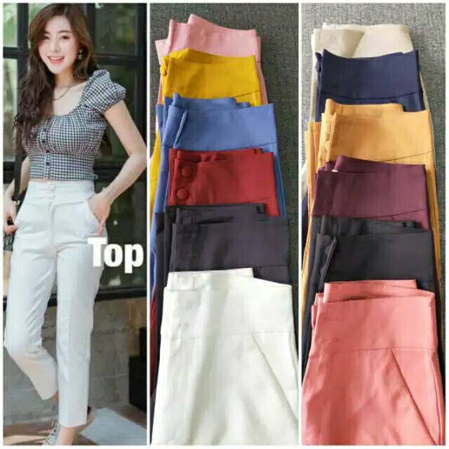READY Chokdee HW Pants 7/8 Bahan Stretch Celana Wanita High Waist Highwaist Impor Bangkok BKK Murah