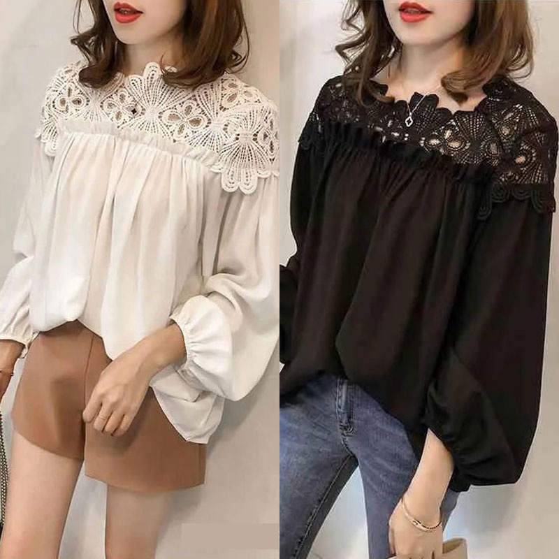 Winni Vintage Korean Blouse Lace Chiffon Import Bkk // Atasan Set Import (Blouse+Vest Rompi) // Kore