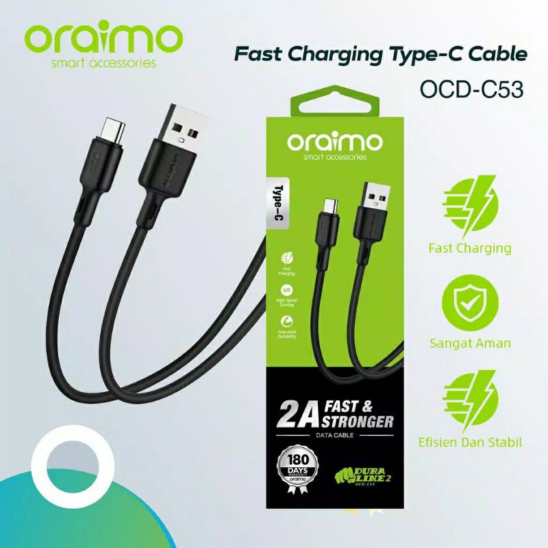 VROFFSTORE Kabel Data Type-C Fast Charging Oraimo OCD-C53 TIPE C / L53 LIGHNING IP / M53 MICRO USB Original