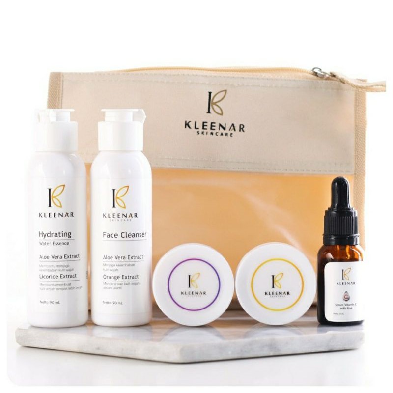 KLEENAR SKINCARE PAKET 5IN1 ORIGINAL BPOM | PEMUTIH ALAMI | ANTI FLEK | ANTI AGING | GLOWING