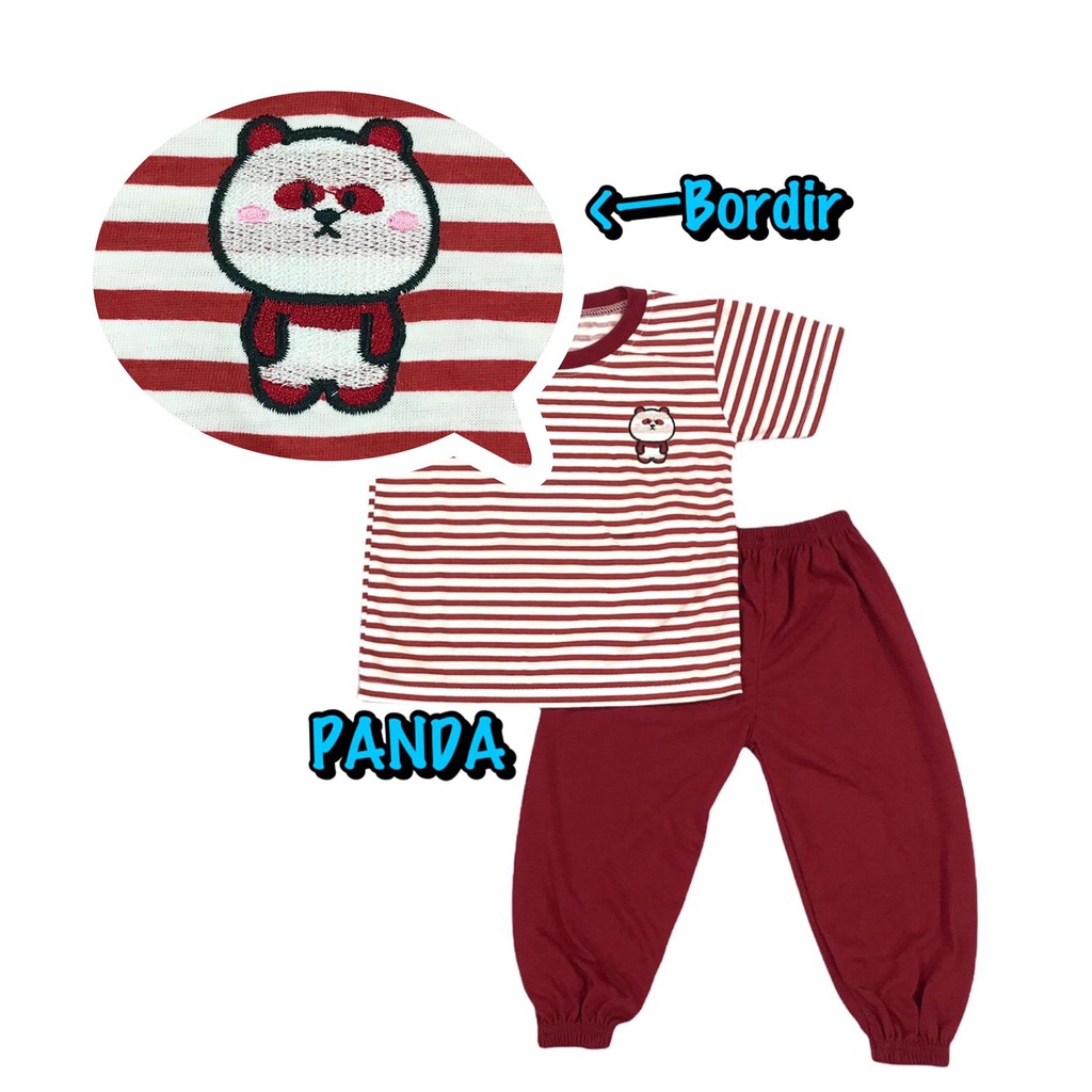 (1 KG MUAT 7 STEL) BAJU SETELAN CP JOGER FASHION OBLONG ANAK LAKI-LAKI/COWOK BAHAN KAOS KATUN BORDIR SALUR PANDA