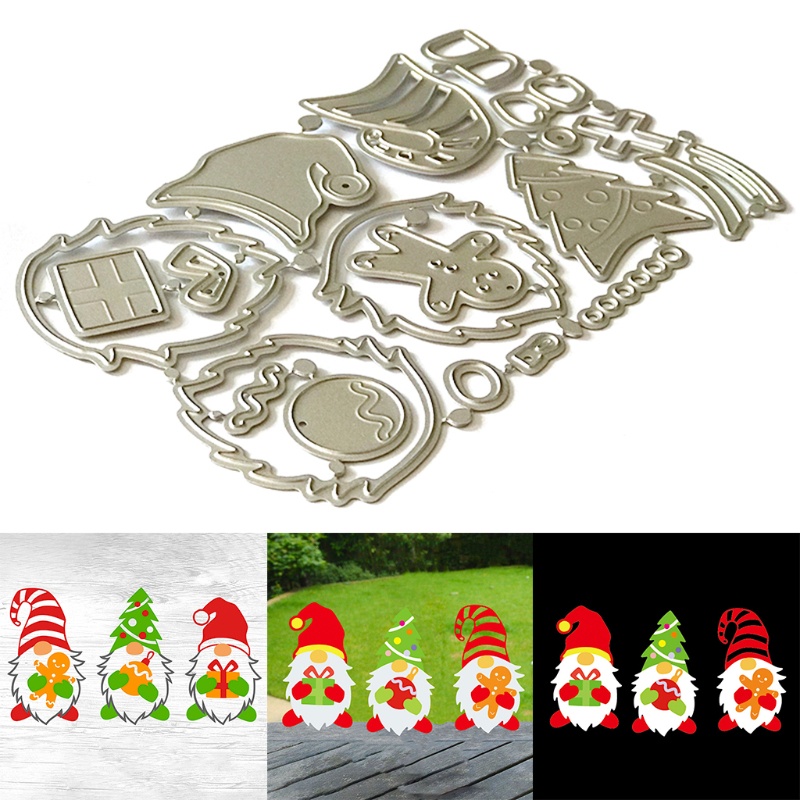 Zzz Cetakan Stensil Cutting Dies Motif Gnome Natal Untuk Scrapbook / Craft Handmade DIY