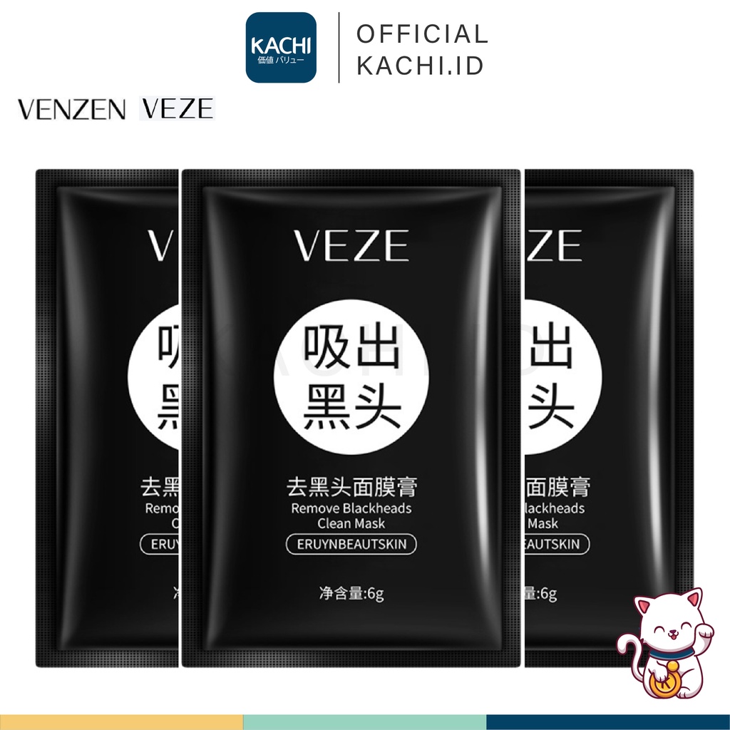 KACHI - VEZE VENZEN Blackhead Removal Clean Activated Charcoal Mask Masker Hitam Komedo VE002