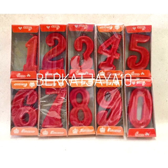 Lilin Angka Merah Lilin Ulang Tahun Ultah Birthday Candles 6 cm