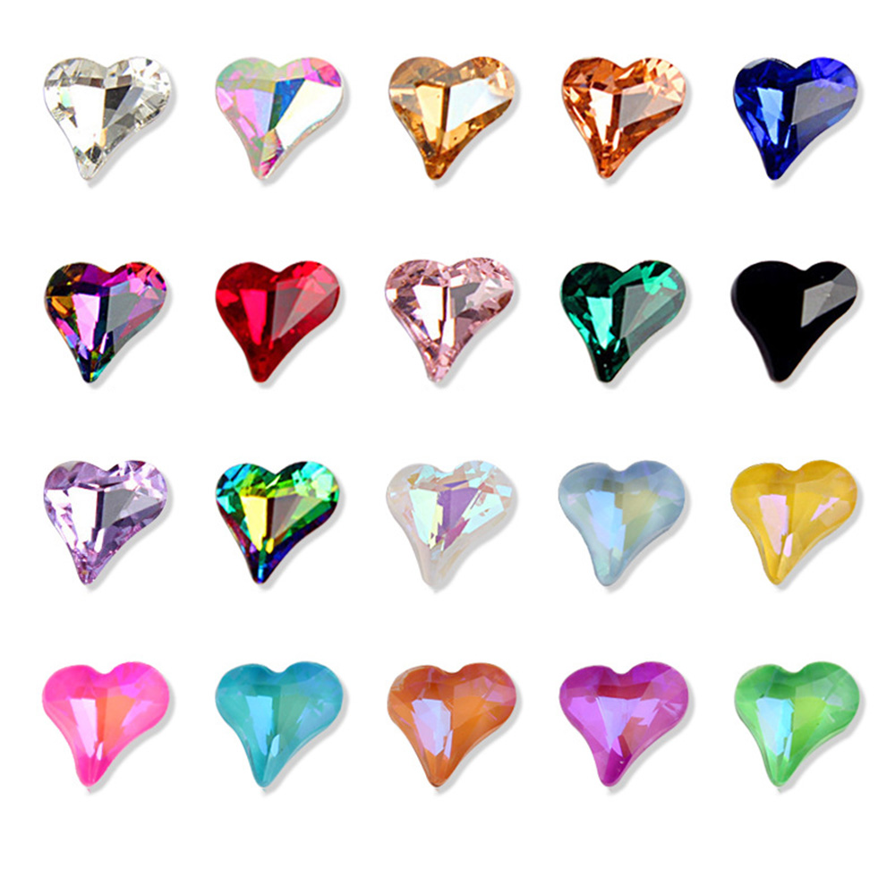 Chifeng 10PCS Ornamen Kristal Berlian Imitasi Bentuk Hati Ukuran 8MM Untuk Dekorasi Nail Art DIY