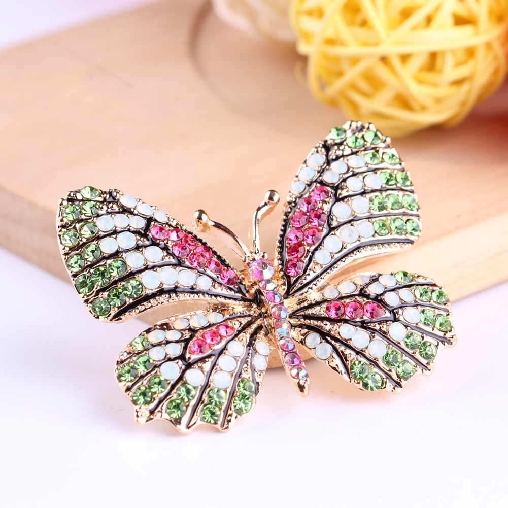 Bros Bentuk Kupu-Kupu Aksen Berlian Imitasi Warna-Warni Untuk Pernikahan