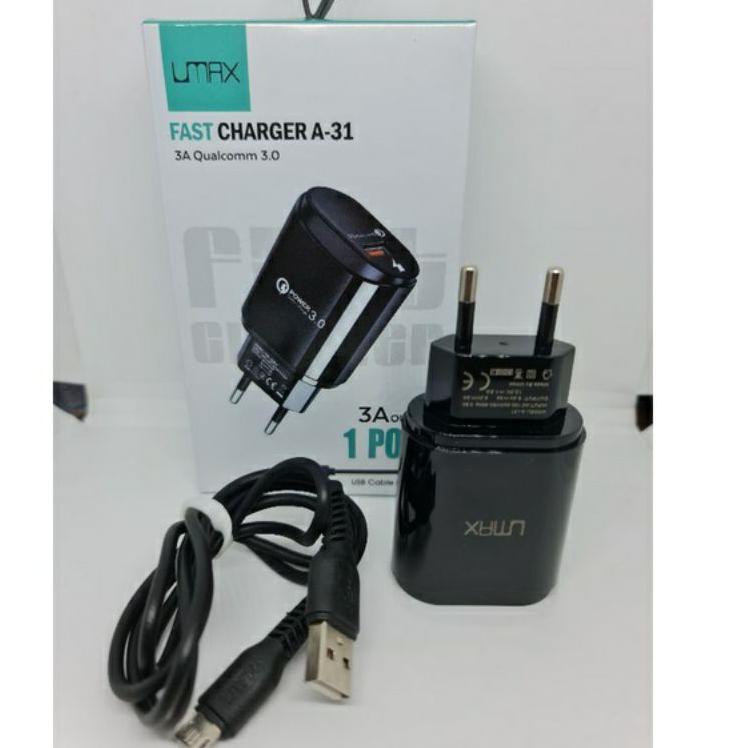 Menarik.. Charger UMAX A31 Charger UMAX Fast Charger A-31 3A Qualcomm 3.0