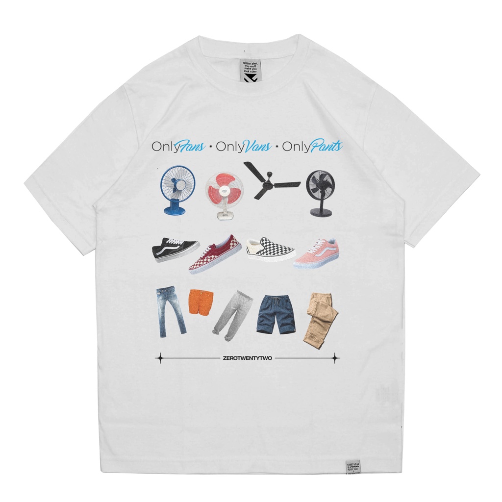 Zerotwentytwo T-Shirt Only Fans Only Pants Only Vans White | Kaos Pria Parodi Plesetan Lucu
