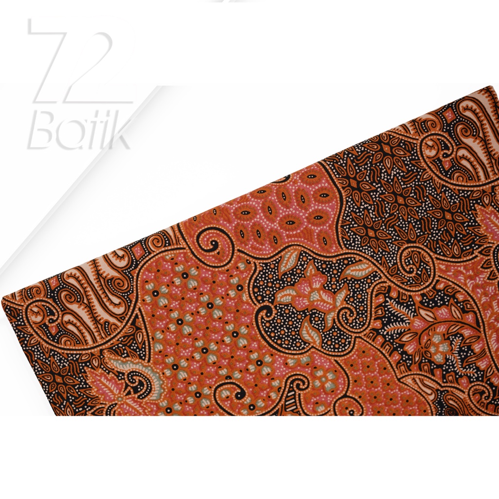 BAHAN BATIK PREMIUM Katun Motif Sekar Jagad Warna Merah Bata Hitam 722125 Cap 72 Jarik Jarit Samping Kebat Panjang Batik Katun Modern Premium Bahan Seragam Batik Pernikahan Kantor Keluarga Murah Kamen Jadi Batik Bali Lembaran