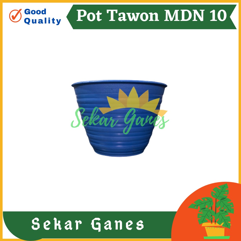 POT WARNA BIRU MDN 10 CM MOTIF TAWON - POT TAWON 10CM MDN VAS POT BUNGA TAWON BULAT  pot bunga hias