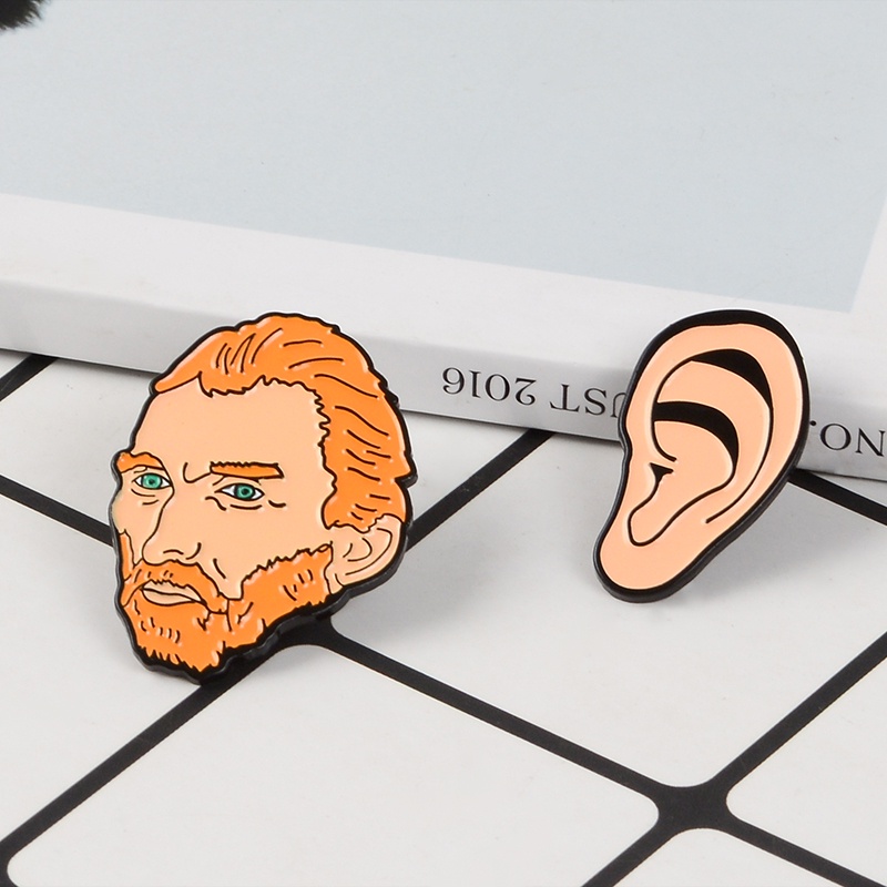 Kreatif Vangogh Telinga Enamel Pin Pelukis Sejarah Bros Lencana Kerah Pin Kartun Artis Perhiasan Hadiah Untuk Teman