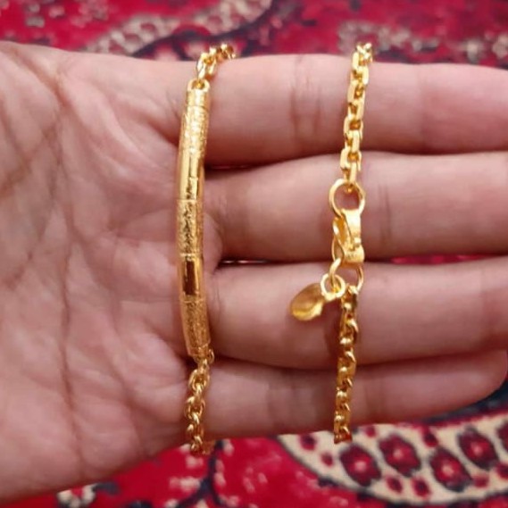 Gelang Nori Kombinasi Bambu Ukir Lapis Emas 24k