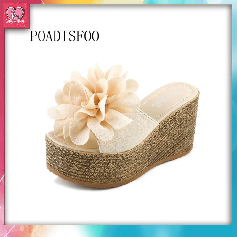 Sepatu heels LTARTA The Sweet Flower Slope With Waterproof Platform Trade Women Sandals Beach Shoes