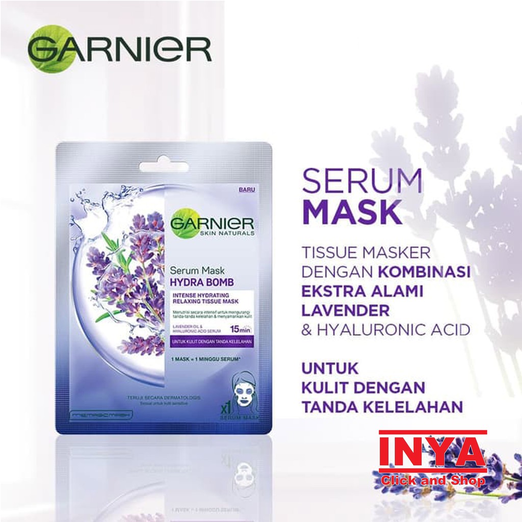 GARNIER SERUM MASK HYDRA BOMB LAVENDER 32gr - Masker Wajah