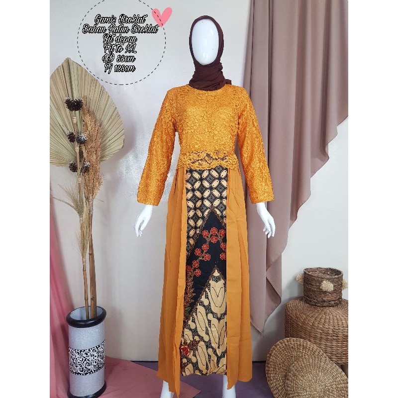 Gamis Batik Broklat  Kombinasi Matt Katun Broklat All Size Fit to XL