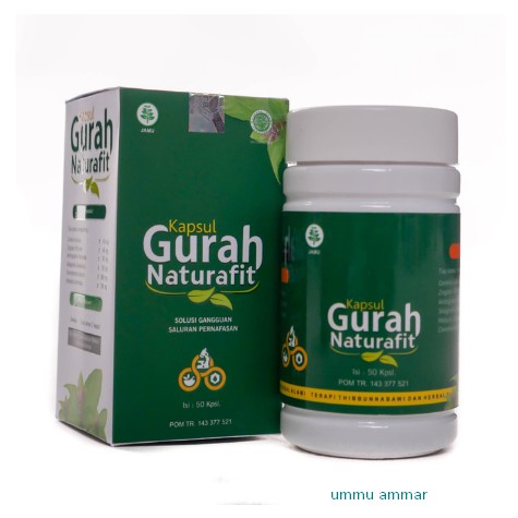 Kapsul Gurah Naturafit 50 Kapsul Obat Herbal Pernafasan Flu Batuk
