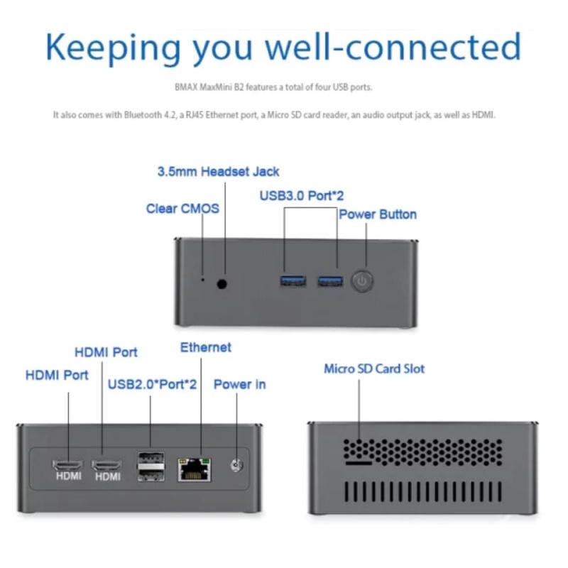 Mini PC B-Max B2 Intel Quadcore N3450 8/128GB SSD HDMI WiFi Windows 10
