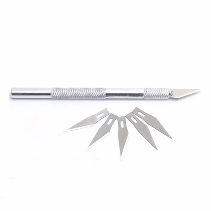 Pisau Ukir Seni Hobby Crafting Art Knife Metal Handle with 4 PCS Blade