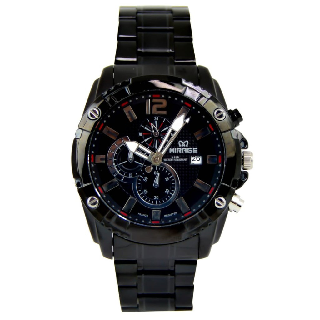 Jam Tangan Pria Mirage 8714 Full Hitam Original