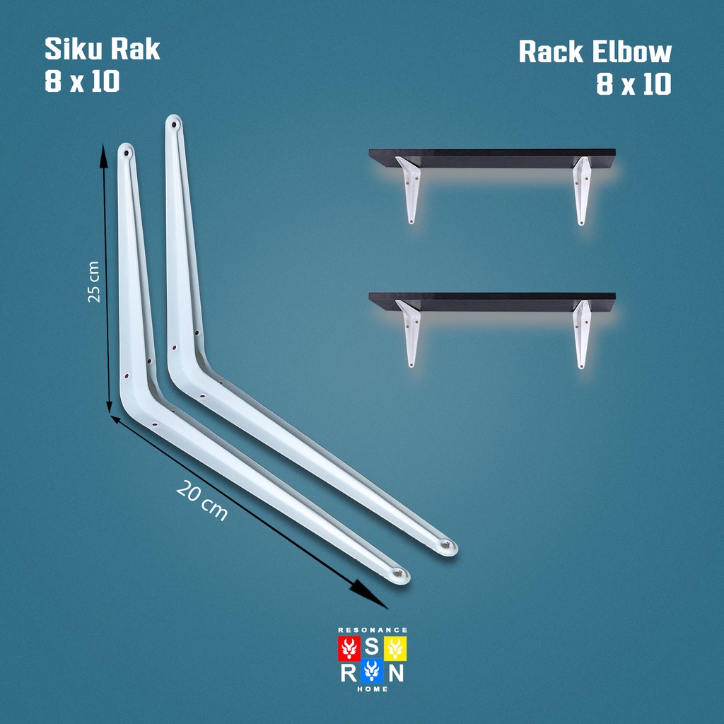Siku Rak Besi L Putih Uk. 8x10 Inch l Shelf Bracket l Resonance Home