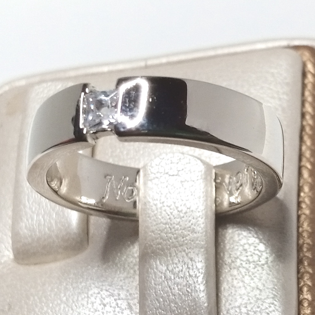 Cincin Silver Single Tunangan Perak Asli Ukir Nama A58