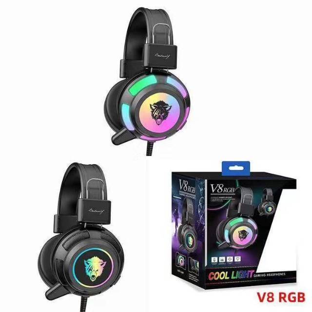 V8 RGB Super Bass Gaming Headset Cool Light