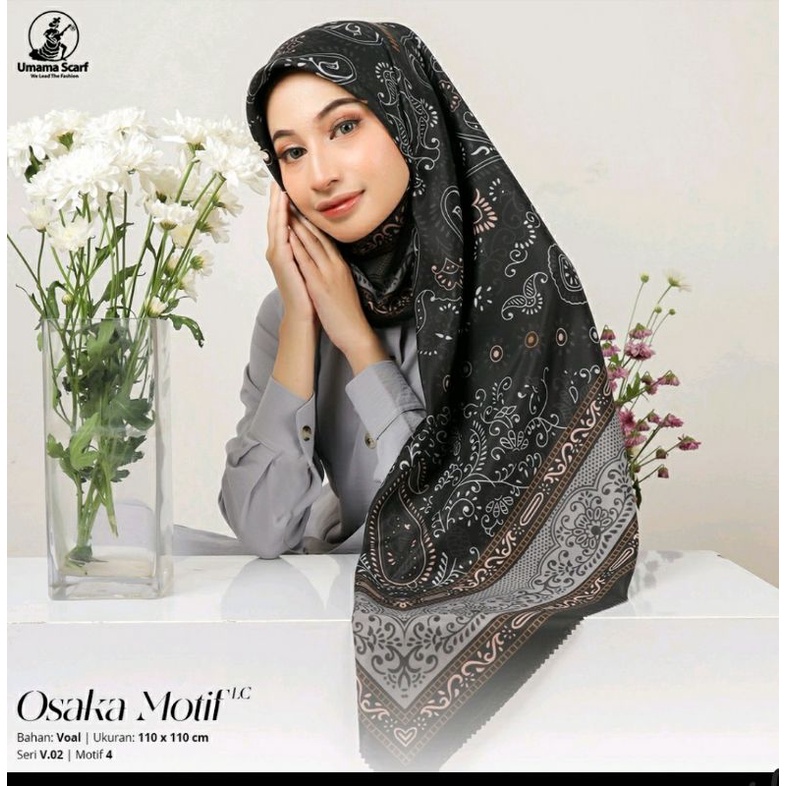 HIJAB SEGI EMPAT OSAKA VOAL MOTIF LASER CUT MOTIF ORI UMAMA