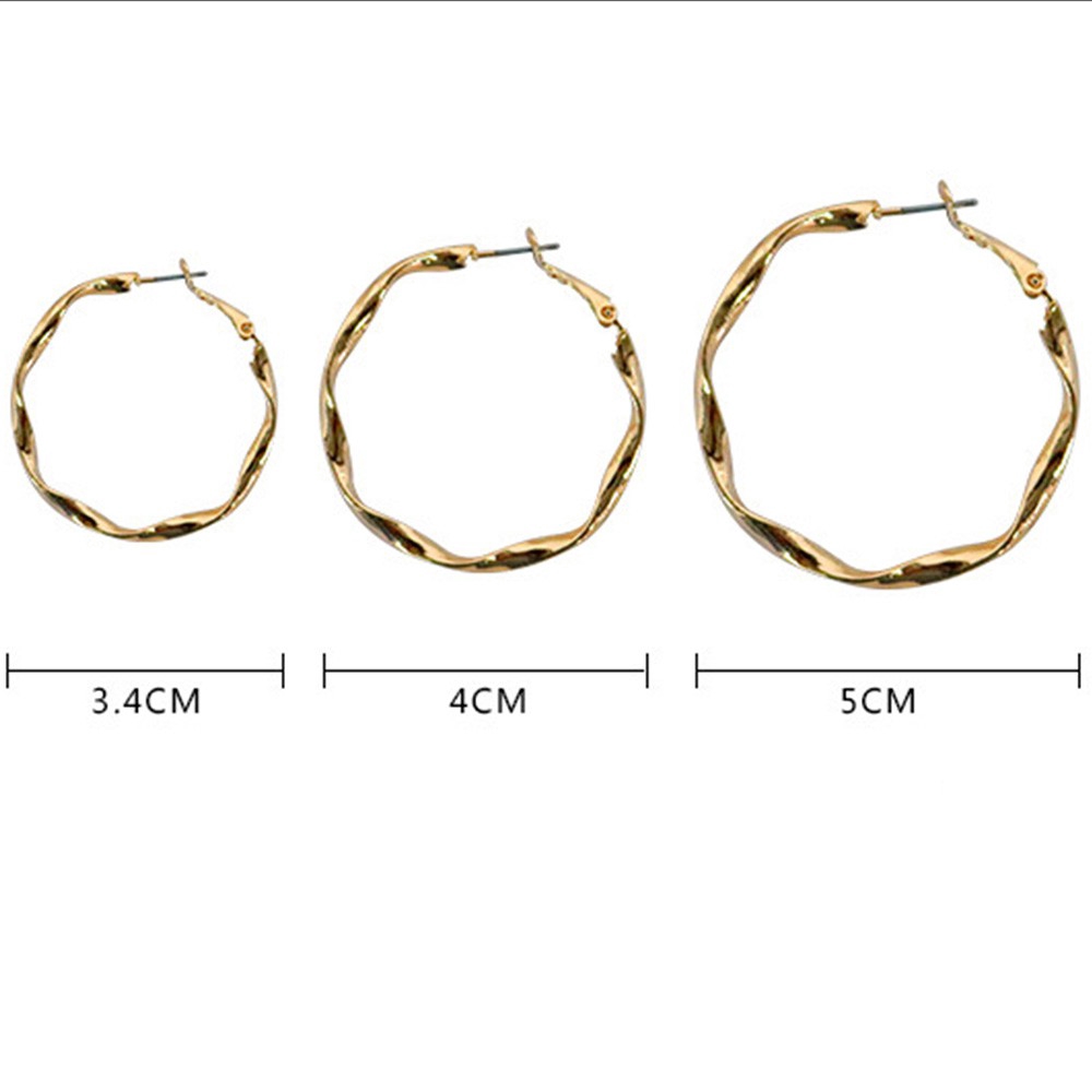 Anting Bulat Besar Warna Gold / Silver Untuk Wanita