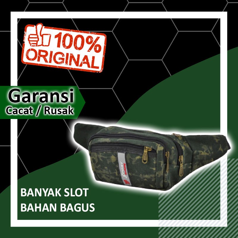 WAISTBAG WAIST BAG TAS PINGGANG ARMY COWO FISHION GEARBAG BRANDED MILITER KANVAS PRIA ORI LORENG B69