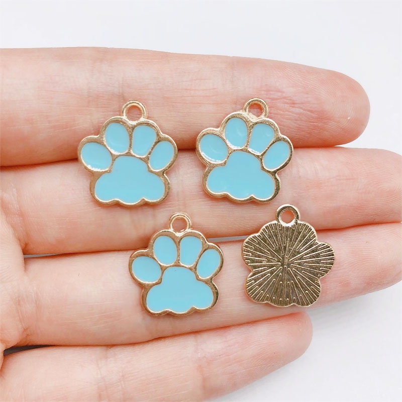 4pcs Liontin Enamel Bentuk Kaki Hewan Bahan Alloy Handmade Untuk Membuat Perhiasan