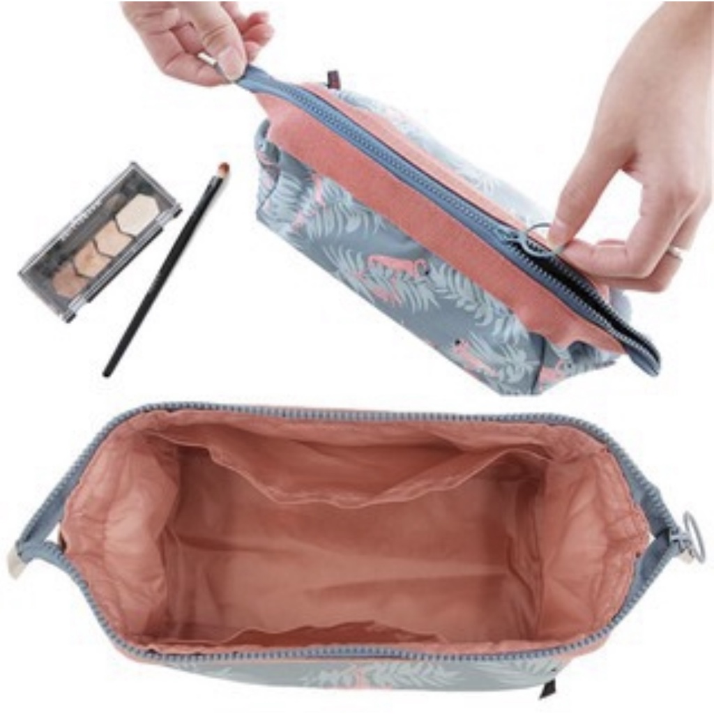 Pouch Organizer Kosmetik / Makeuo Motif Print Gaya Korea untuk Travel