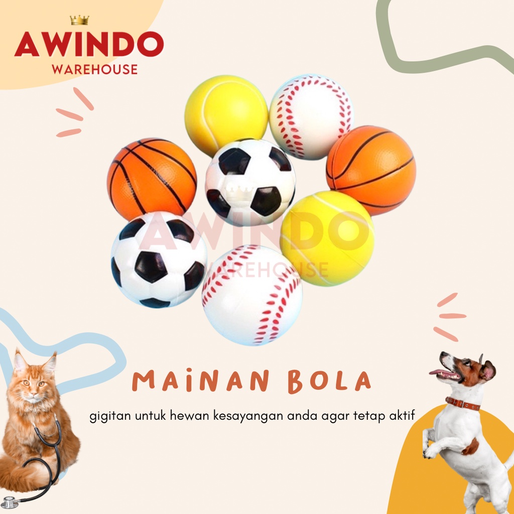 MAINAN BOLA BASKET - Mainan Gigitan Bola Basket Bola Kaki Tenis Anjing Kucing