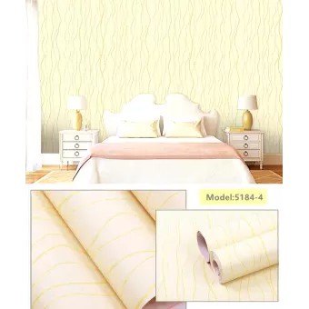 Wallpaper Dinding Motif Wave Dasar Kuning Ukuran Panjang 10Meter x Lebar 45CM