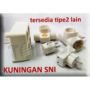 Steker Colokan T Arde saklar / Cabang 3 Arah Multi Uticon kuningan sni