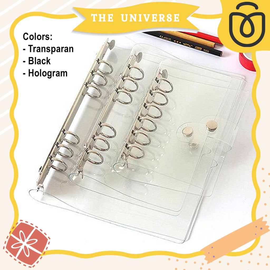 [THE UNIVERSE] Buku Binder A5 6 Ring Transparan Binder Cover Notebook Binder Hologram - ST004