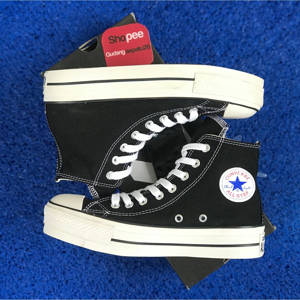 (BAYAR DITEMPAT) CONVERSE HIGH CLASSIC PLATFORM BLACK WHITE