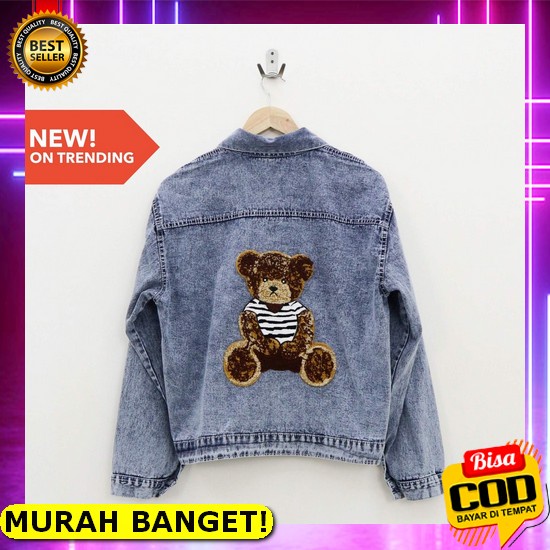 Jaket Jeans Crop Via / Jaket Jeans Crop Sobek Ripped / Jaket Jeans Tebal Motif Sobek / Jaket Jeans C