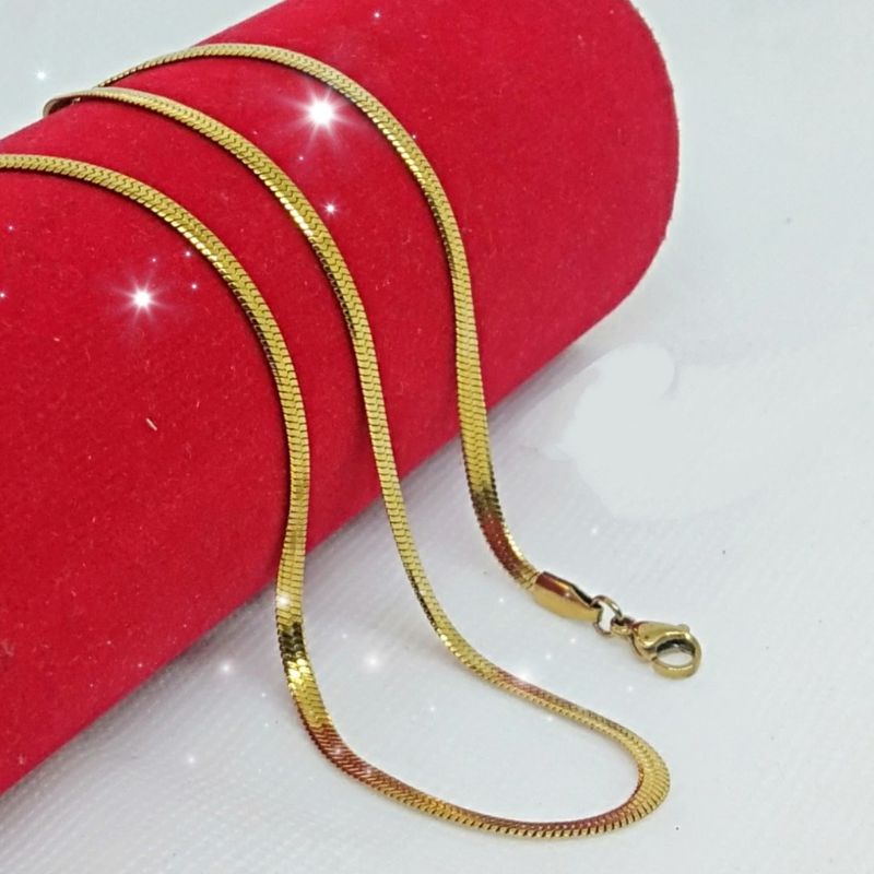 KALUNG TITANIUMPRIA WANITA PIPIH GOLD EMAS TIDAK BERKARAT BAGUS BERKUALITASi