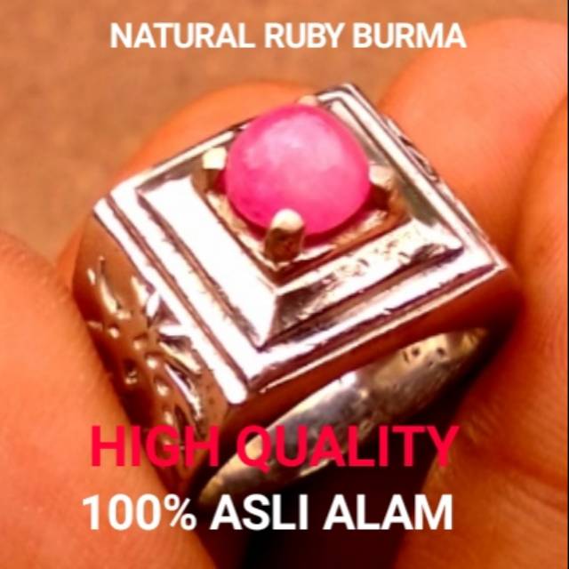 Cincin Batu Mirah Natural Ruby Burma 100% Asli Siap Pakai